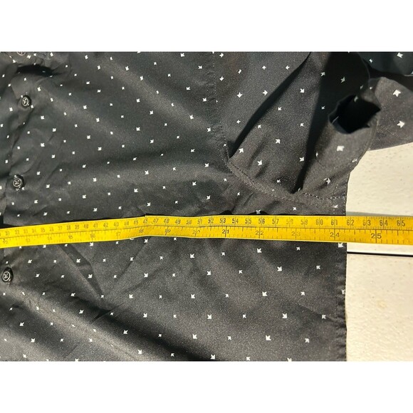 Perry Ellis Short Sleeve Black Button Down Mens Travel Lux Shirt Large - Picture 7 of 9